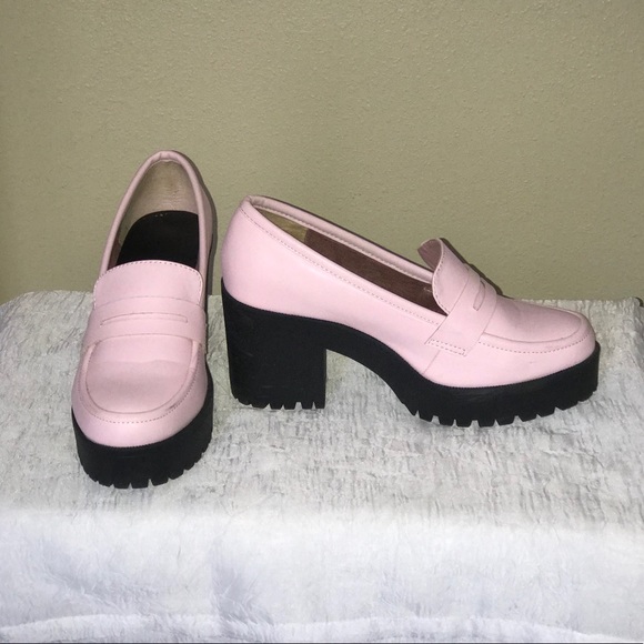 Faux-leather pink chunky heel - Picture 1 of 5